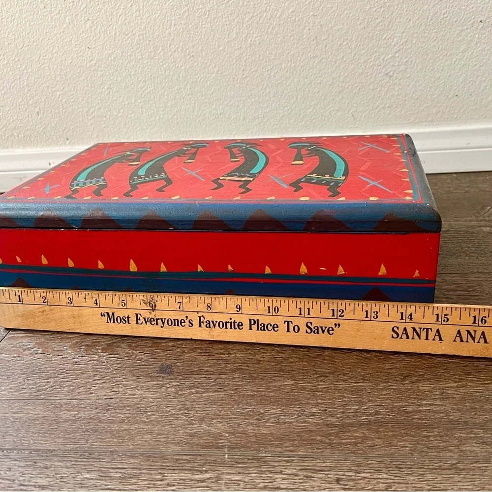 Wooden Colorful Decorative Box with Tribal Design
